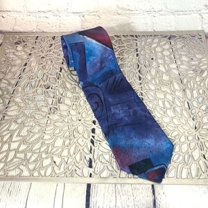 Retro Blue Italian Silk Handmade Tie